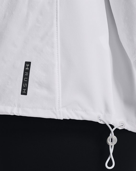 Damen UA RUSH™ Oberteil aus Webstoff mit durchgehendem Zip und Aufdruck, White, pdpMainDesktop image number 5